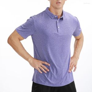 Polos męski Re-huo Summer Men Polo Shirt Odzież Casual Male Short Sleeve oddychający fioletowy