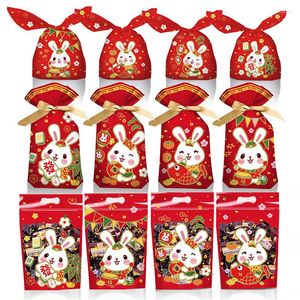 Presentförpackning 2023 Kinesiskt år Cookie Bundle Pocket Nougat Snowflake Crisp Machine Sealing DrawString Candy Packaging Påsar