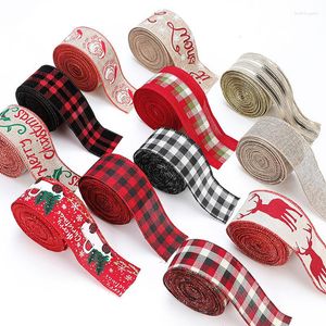 Party Decoration Burlap Christmas Ribbon Red Black Plaid DIY Bow Tree Ornaments Supplies Gift Wrapping