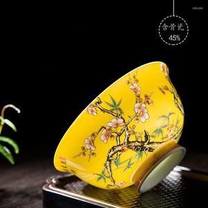 Bowls Enamel Single Bowl Chinese Style Retro Flower Bird Pattern Jingdezhen Fine Bone China Ceramic Tableware