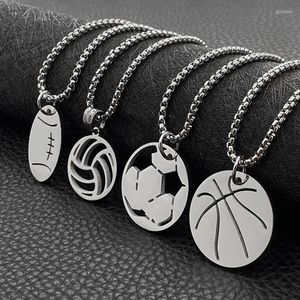 Pendant Necklaces Basketball Stainless Steel Necklace Football Soccer Volleyball Chain Women Men Sports Hip Hop Couple JewelryPendant Godl22