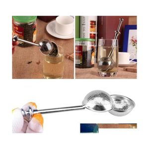 Coffee Tea Tools 200Pcs 18Cm Stainless Steel Spoon Retractable Ball Shape Metal Locking Spice Strainer Infuser Filter Squee Fast S Dhv3Y