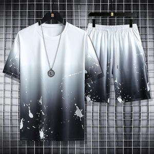 Männer Trainingsanzüge Männer Outfit Set Zwei Stück T-shirt Und Shorts Sommer Gedruckt Herren Jogger Mode Mann Kleidung Männlich SportwearMen's