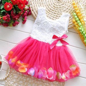 Mädchen Kleider Mode Sommer Bunte Mini Tutu Kleid Blütenblatt Saum Floral Kleidung Prinzessin Baby Für