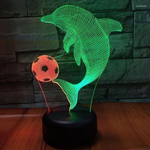 Tischlampen Delphinauto 3d visuelle Nacht Creative Sieben Farb Touch Ladung LED STEREO Moderne schöne Schreibtischlampe