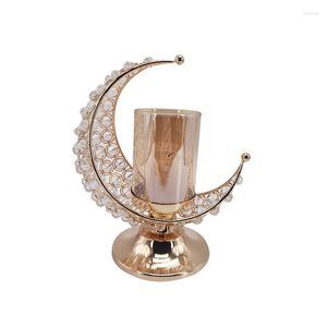 Kerzenhalter kreativer Eid Mubarak Moon -Formehalter für Ramadan Candlestick Home Tisch Hochzeitsfeier Dekoration