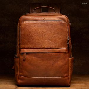Plecak Premium oparty na warzywo, prawdziwa skórzana ręcznie robiona miękka dla mężczyzn podróżna laptopa Business Business Prezent