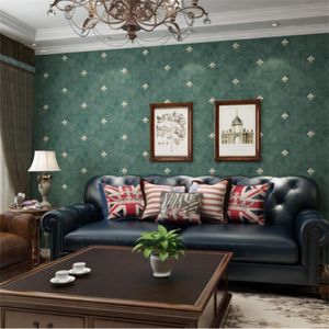 Wallpapers Wellyu American Country Pastoral Style Dark Green Wallpaper Retro European Bedroom Living Room TV Background Wall Paper