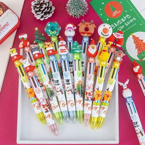 Gel Pens Cartoon Santa Claus Snowman Multi-color Press Kawaii Ballpoint Pen School Office Supplies For Children's Gifts