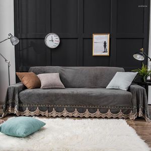 Chair Covers European Style Plush Sofa Cover For Living Room Luxury Grey Slipcovers Stretch Furniture Sectional Couch Soft Fabric Lace