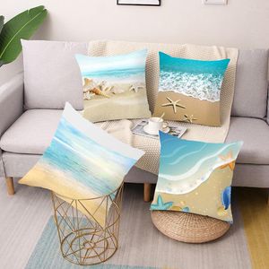 Pillow Beach Scenery Starfish Seashells Pillowcase For El Home Decor 45 45cm Throw Cover Scenic Print Polyester Case