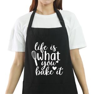Schürzen „Life Is What Funny“, wasserdicht, ölbeständig, für Küche, Kochen, Backen, Grillen, verstellbarer Nackengurt mit drei Taschen