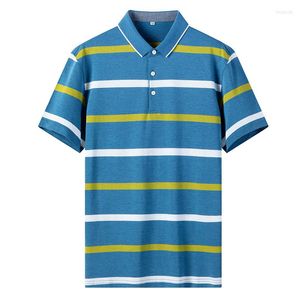 Polos masculinos Camisa de pólo de verão masculino 2023 Chegada de manga curta Lista solta casual plus size m-7xl masculino