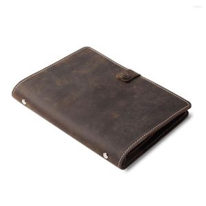 El Yapımı Gezgin Not Kitabı Defteri Kahverengi Cowhide Orijinal Deri Dergi Kart Tutucu Günlüğü Vintage Planlayıcı Sketchbook