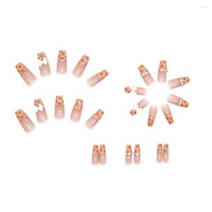 False Nails Fake 1 Set Exquisite Half French Rectangular Reusable Rhinestones Nail Tips Patches Manicure Supplies