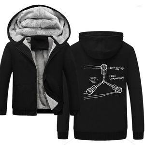 Erkek Hoodies Flux Kapasitör Sıkıştırma El yapımı Sketch Tasarım Kapak Kapşı Sokak Ceketleri Kış Sıcak Kalın En İyi Erkekler Sweatshirt