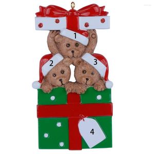 Decorazioni natalizie Famiglia di orsi in resina all'ingrosso composta da 3 ornamenti, regali personalizzati che possono scrivere il proprio nome per decorazioni natalizie e per la casa