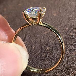 Cluster Rings 18K Au750 Yellow Gold Women Wedding Party Engagement Ring 1 2 3 4 5 Round Moissanite Diamond Classic Trendy Elegant