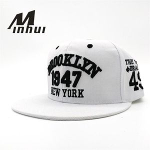 Ball Caps Minhui Fashion Men's Snapbacks Baseball Black White 1947 Brooklyn Letters Haft Hafdery Hip Hop Cap Hats Hats For Men1