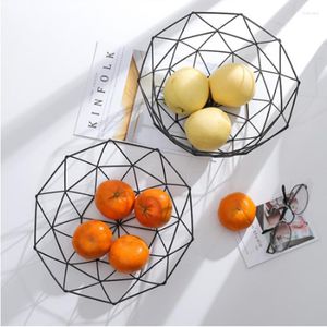 Tallrikar Creative Fruit Basket Bowl Metal Wire Container Drain Kök Rack Vegetabiliska vardagsrum Lagring Snack Tray