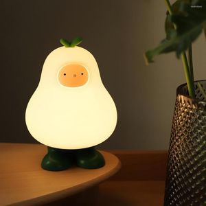 Luci notturne LED Pera con luce in silicone per dormire Lampada da tavolo per protezione morbida degli occhi per bambini Atmosfera di ricarica USB