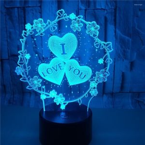 Table Lamps 3D Lamp I LOVE YOU Led Illusion Desk Bedside Lampe Night Light For Mom Girlfriend Lover Valentine Gifts Room Decor
