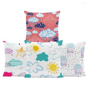 Pillow Cartoon Cloud Sun Rain Throw Cover Home Bedroom Soft Square Case Office Car Sofa Seat Decorate Pillowcase 45 45cm