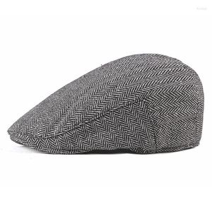 Berets Striped Men Flat Cap Style styl Vintage Ivy Sports Retro Octagonowy Male Cape Cabbie Duckbill Visor Beret Dropship