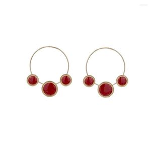 Orecchini a cerchio 2023 Punk Rosso Rotondo Smalto Donna Colore oro Grande Cerchio Gioielli coreani Brincos Regalo di dichiarazione