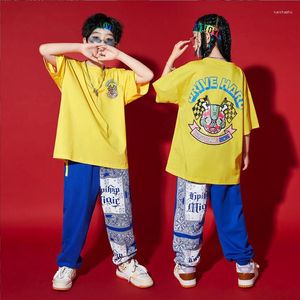 Stage Wear Kids Kpop Roupfits Hip Hop Roupas Amarelo Camise