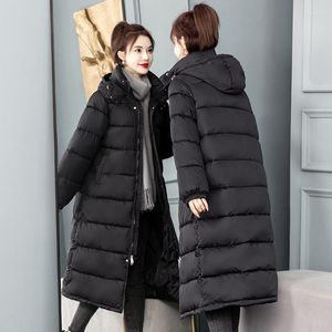 Women's Trench Coats Women Parka Mid Length Black Jacket Baggy Winter Waterproof Warm Duck Feather Down Female Hooded Puffer Coat Bubble