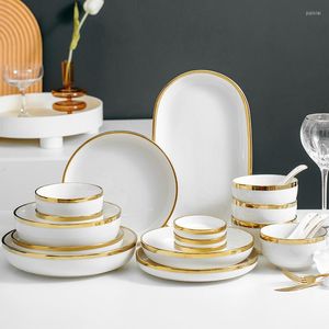 Plates Ceramic Tableware Set Nordic Light Luxury Phnom Penh Dishes Household Dinner Plate And Bowl Combination Rice Soup Dish