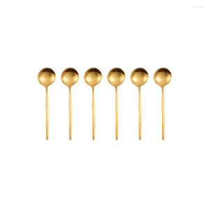 Set di stoviglie 6 pezzi Cucchiaio da dessert in oro opaco Posate in acciaio inossidabile Posate Posate Stoviglie Cucina Tè pomeridiano Regalo