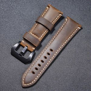 24mm 26mm Watchband Mens Watches Vintage Cow Leather Strap Fit Paner Watch Strap New Designer Wristwatch med Pre-V Buckle