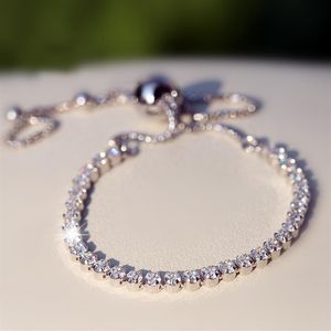 925 Bracelet de tennis de curseur scintillant en argent sterling Fits pour les bracelets pandora europ￩ens Charmes et perles250a