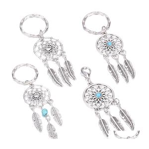 Charms Mini Car Keyring Handmade Dream Catcher Charm Home Decor Keychain Feather Jewelry Keyholder Dreamcatcher Pendant Wall Hanging Dhcrn
