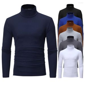 Men's T Shirts Men Fashion Solid Color Long Sleeve Turtle Neck Slim T-Shirt Bottoming Top Casual Business Wear Male Clothing For Spring