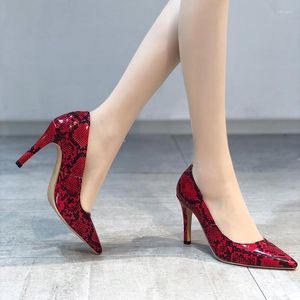 Dress Shoes 2023 Fashion Women Lady Pumps Sexy Snakeskin Pointed Toe Thin Girl Heels High Heel Ladies Office Elegant Slip On Footwear Shoe