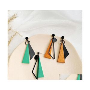 Dangle Chandelier Korean Long Statement Geometric Triangle Tassel Drop Earrings For Women Earring Fashion Jewelry Oorbellen Brinco Dhd63