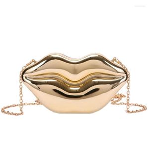 Evening Bags 2023 Fashion Sexy Red Lips Designer Women Party Clutch Bag Dazzling Female Chain Crossbody Purses And Handbags