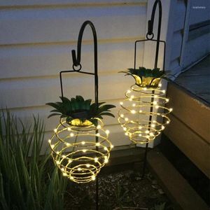 Night Lights Pineapple For Solar Energy Lamp Wrought Iron LED Garden Copper Can Flex Waterproof Outside Hang Holiday Lighting