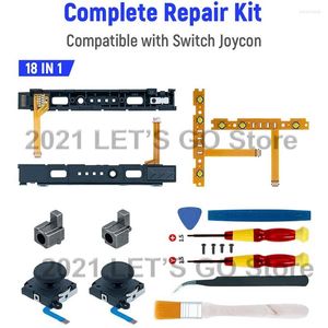 Game Controllers 18 In 1 Replacement Repair Kit 3D Left Right Analog Joystick Charging Port Slider Buckle Lock & Tool For