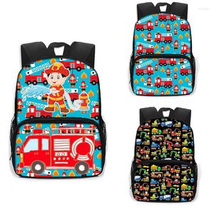 Backpack 2023 Children School Bags For Girls Boy Backpacks Kindergarten Cartoon Firetruck Car Excavator Tractor Toddle Kids
