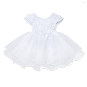 Flickaklänningar 2023 Summer Tutu Dress Baptism Klänning 1: a födelsedag för Baby White Princess Infart Party Beading 2 1 år