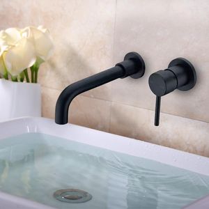 Bathroom Sink Faucets Full Copper Wall Type Cold And Pot Faucet Dark Load Single Double Hole Washroom Wash Basin Platform