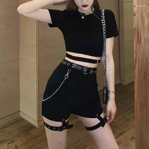 Frauen Shorts Schwarz Harajuku Punk Streetwear Frauen Sexy Casual Vintage Dünne Kurze Koreanische Mode Alt Emo Kleidung Geschenk Gürtel Kette