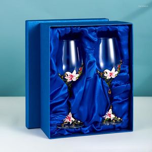 Vinglas med två glas presentförpackning kreativ personlighet bägge kristallemalj