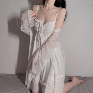 Women's Sleepwear Lace Slip Nightdress Pure Desire Style Sexy Pajamas Princess White Sweet Cute Summer Thin