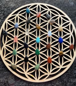 Bordmattor Sacred Geometry Flower of Life Energy Mat Wood Slice Bas Purification Crystals Healing Disc as for Home Wall Decor