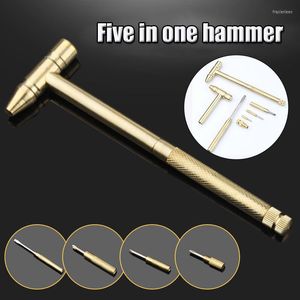 Professional Hand Tool Sets Copper Hammer 5 In 1 Multifunctional Built-in Small Screwdriver Indoor Outdoor Mini Tools